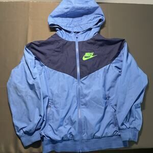 Nike Sportswear Logo Boys Youth Medium Blue Windrunner Hoodie Jacket Coat